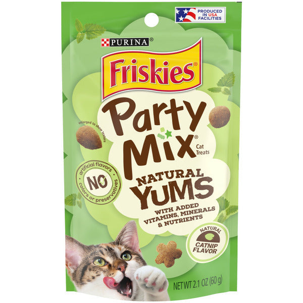 Purina Friskies Made in USA Facilities, Natural Cat Treats, Party Mix Natural Yums Catnip Flavor  DestGlow
