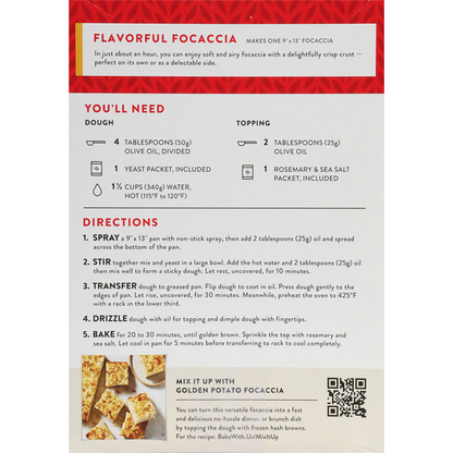 King Arthur Baking Company Focaccia Mix Kit, Crispy &amp; Airy