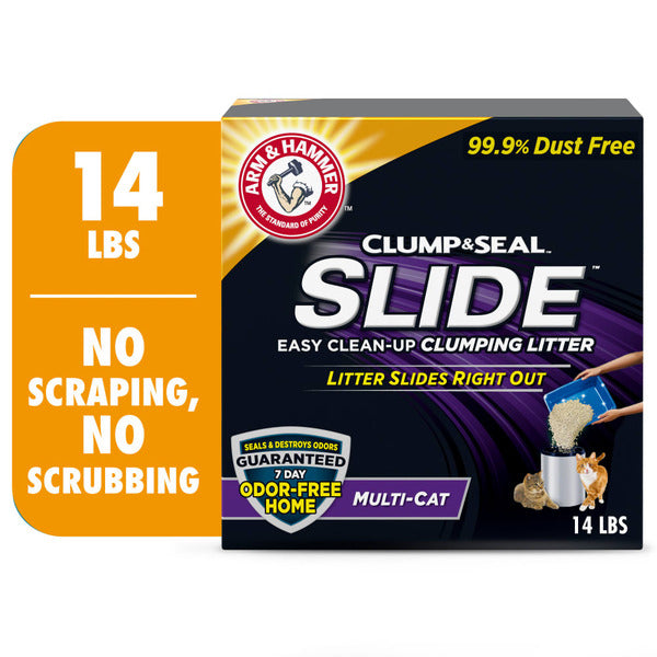 Arm &amp; Hammer Clump &amp; Seal Slide Easy Clean-Up Multi-Cat Clumping Cat Litter  DestGlow