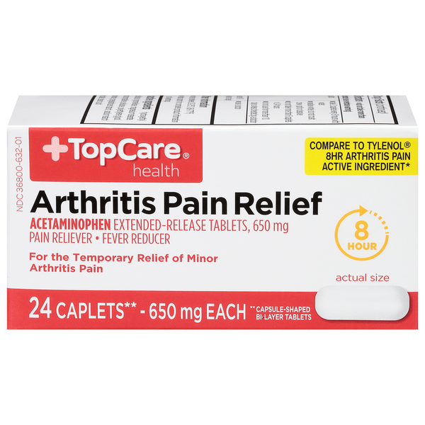 TopCare Arthritis Pain Relief, 650 mg, Caplets  DestGlow