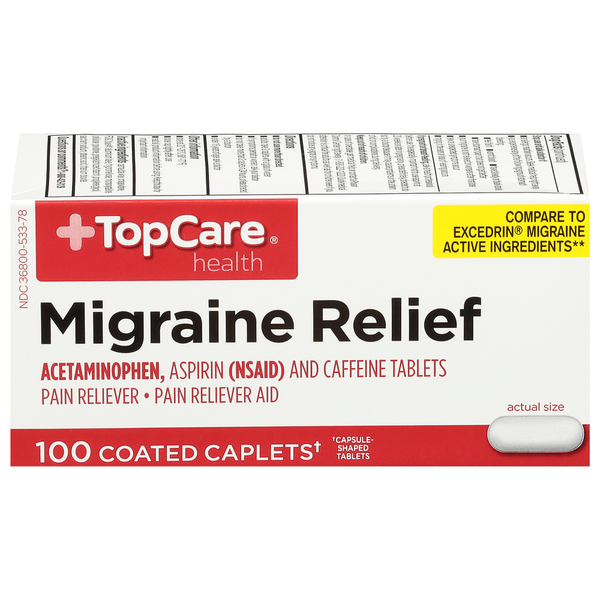 TopCare Migraine Relief, Coated Caplets  DestGlow