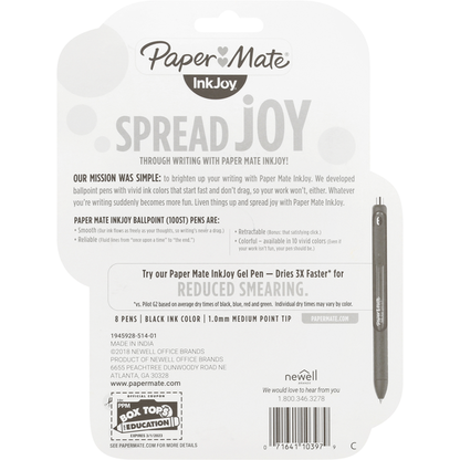 Paper Mate Pens, Ballpoint, 1.0 mm, Medium Point, Black