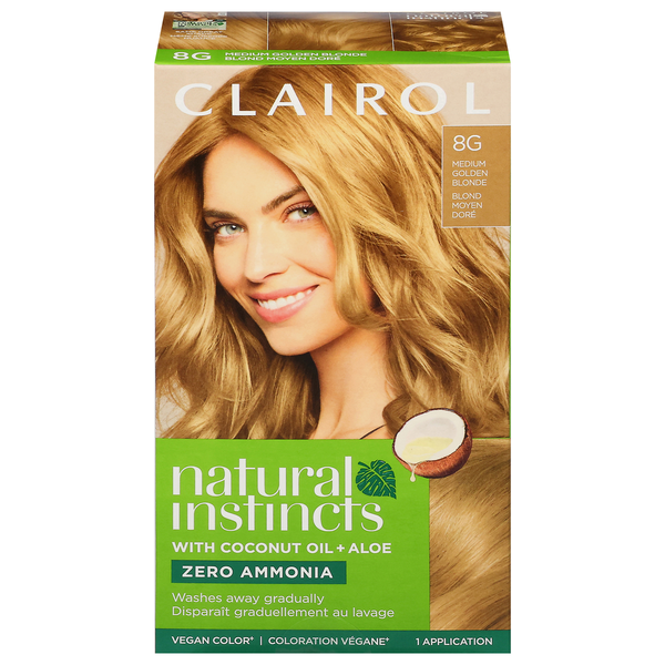 Clairol 8G Medium Golden Blonde Zero Ammonia Vegan Hair Color with Coconut Oil + Aloe  DestGlow