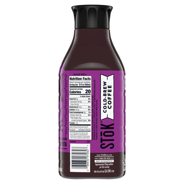 SToK Extra Bold Black Unsweetened Cold Brew Coffee, Ready to Drink Bottled Coffee, 48 fl oz  DestGlow