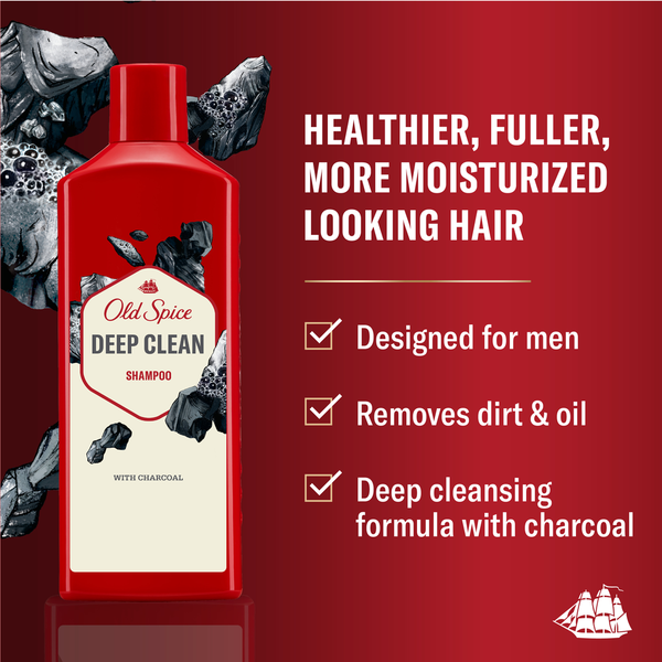 Old Spice Deep Clean Shampoo for Men with Charcoal, Fresh and Clean Scent  DestGlow