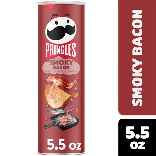 Pringles Smoky Bacon Potato Crisps Chips, Lunch Snacks, 5.5 oz  DestGlow