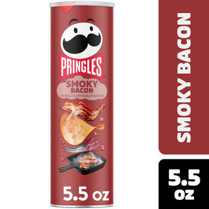Pringles Smoky Bacon Potato Crisps Chips, Lunch Snacks, 5.5 oz