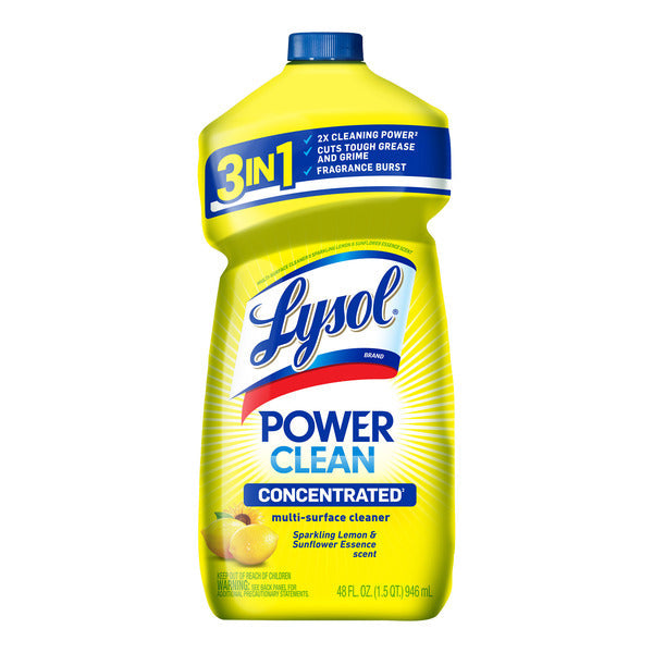 LYSOL® Lysol Power Clean Multi-Surface Cleaner, 2x Concentrated Pour, Sparkling Lemon &amp; Sunflower Essence scent, 48 Fl Oz