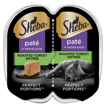 SHEBA PERFECT PORTIONS Perfect Portions Wet Cat Food Pate Roasted Turkey Entree, 2.6 oz. Twin-Pack Trays (24 Count)