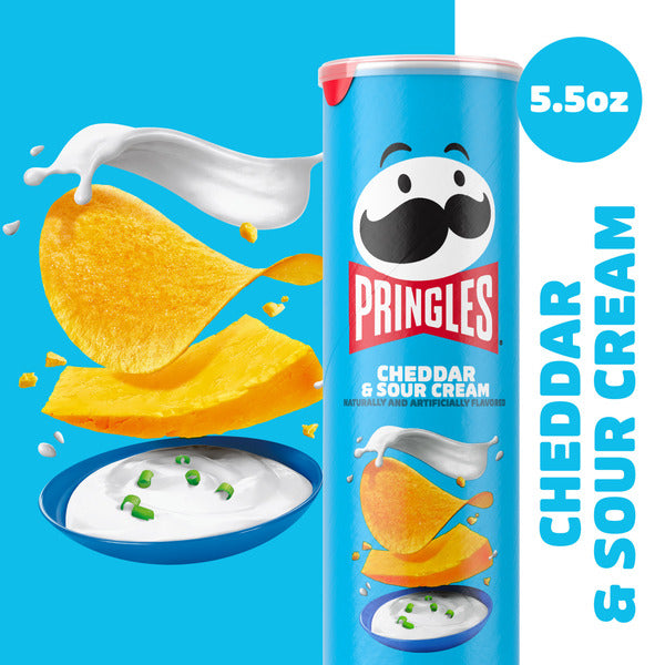 Pringles Cheddar and Sour Cream Potato Crisps Chips, Lunch Snacks, 5.5 oz  DestGlow
