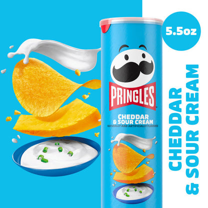 Pringles Cheddar and Sour Cream Potato Crisps Chips, Lunch Snacks, 5.5 oz