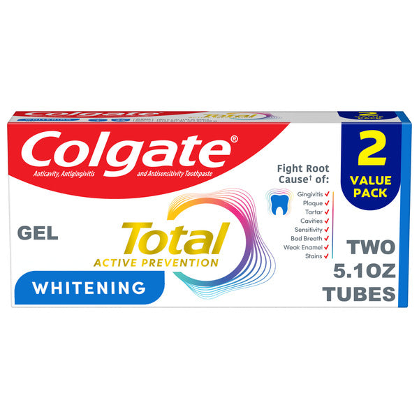 Colgate Total Active Prevention Whitening Gel Toothpaste Double Pack In Mint  DestGlow