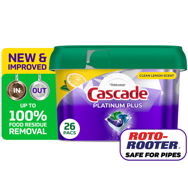 Cascade Platinum Plus Dishwasher Pods, Lemon  DestGlow