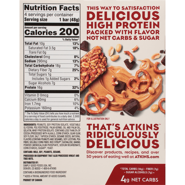 Atkins Chocolate Peanut Butter Pretzel High Protein Bar  DestGlow