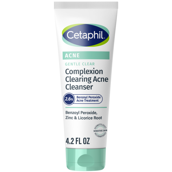 Cetaphil GENTLE CLEAR Complexion-Clearing BPO Acne Cleanser | For Sensitive, Breakout Prone Skin | 4.2 fl oz | With Micronized Benzoyl Peroxide | Reduces Excess Oil | Fragrance Free | Hypoallergenic | Doctor Recommended Brand
