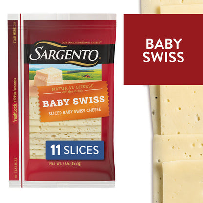 Sargento Natural Baby Swiss Sliced Cheese, 11 Slices