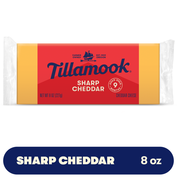 Tillamook Sharp Cheddar Cheese Block, 8oz  DestGlow