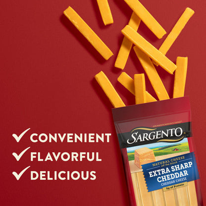 Sargento Natural Extra Sharp Cheddar Cheese Sticks, 12-Count
