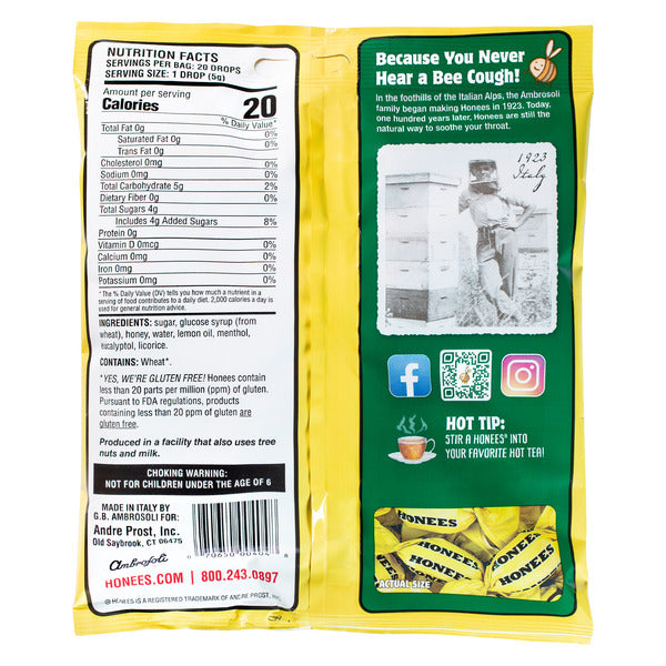 Honees Honey Lemon Menthol Eucalyptus Drops  DestGlow