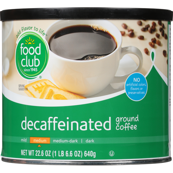 Food Club Coffee, Ground, Decaffeinated, Medium  DestGlow