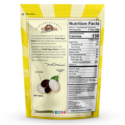 Mariani Vanilla Yogurt Covered Raisins, 7 oz Bag
