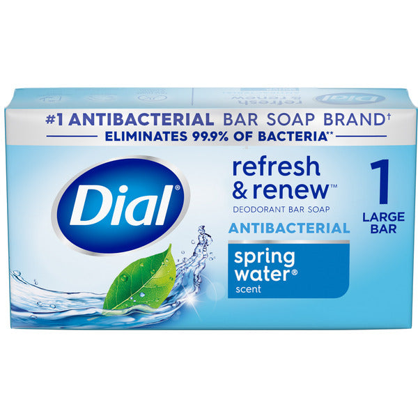 Dial Antibacterial Bar Soap, Refresh &amp; Renew, Spring Water, 4 oz, 1 Bars  DestGlow