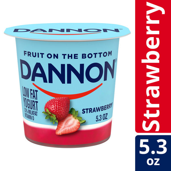 Dannon Fruit on the Bottom Strawberry Low Fat Yogurt, Gluten Free Snacks with Real Strawberry Pieces, Good Source of Calcium and Vitamin D, 5.3 OZ Yogurt Container  DestGlow