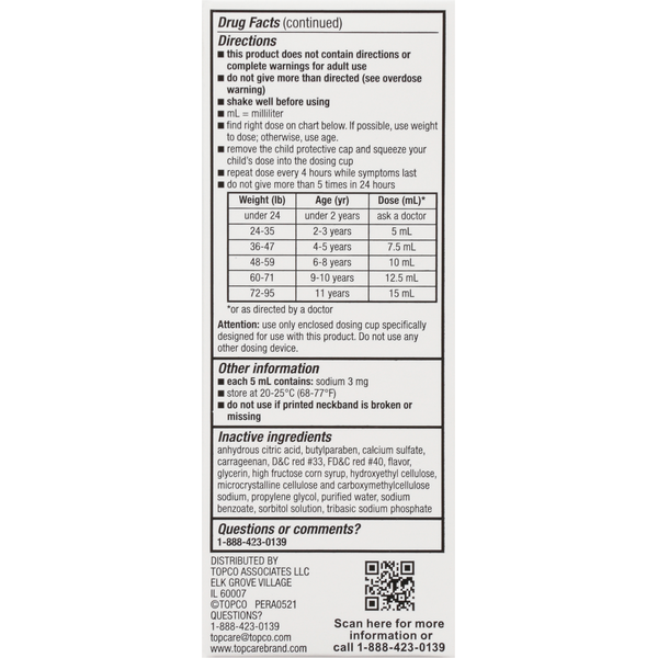 TopCare Pain &amp; Fever, 160 mg, Oral Suspension, Bubble Gum Flavor, Children&
