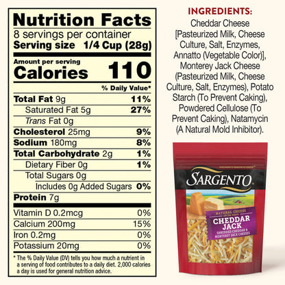 Sargento Natural Cheddar Jack Shredded Cheese, Fine Cut