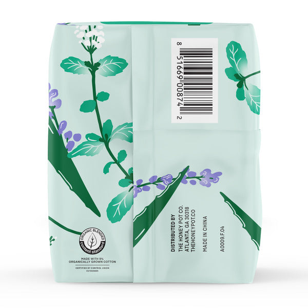 The Honey Pot Company 100% Organic Cotton Cover Cooling Herbal Infusion Super Pads  DestGlow