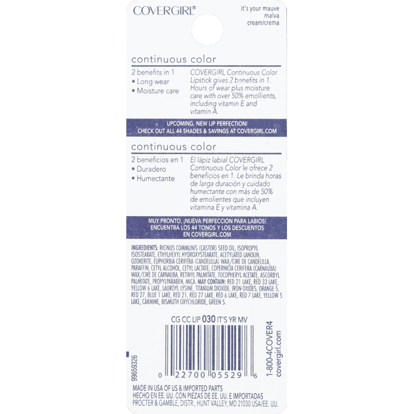 COVERGIRL Continuous Color Lipstick, It&