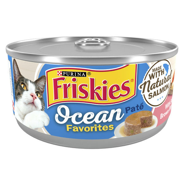 Purina Friskies Wet Cat Food Pate Ocean Favorites With Natural Salmon, Brown Rice and Peas