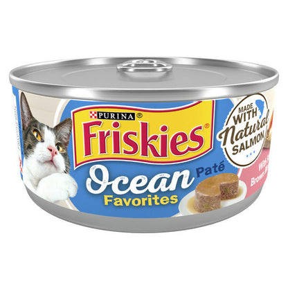 Purina Friskies Wet Cat Food Pate Ocean Favorites With Natural Salmon, Brown Rice and Peas