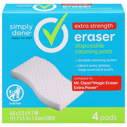 Simply Done Cleaning Pads, Disposable, Eraser, Extra Strength