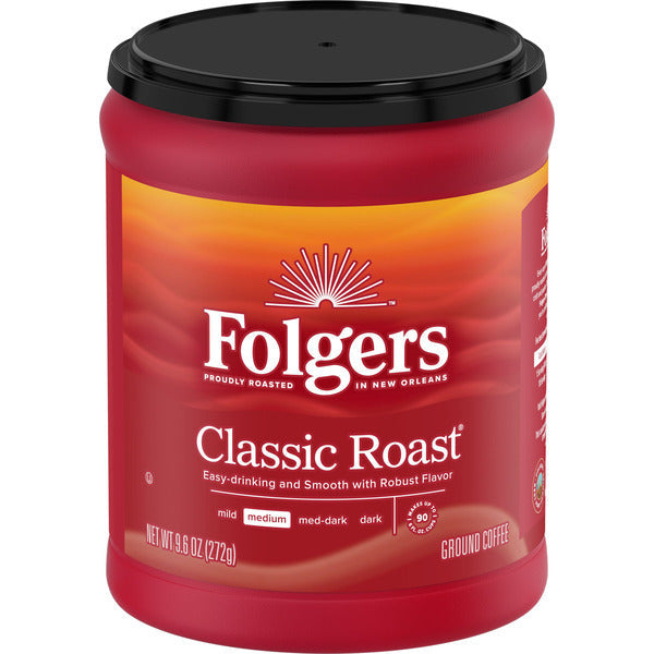 Folgers Classic Roast Ground Coffee, Medium Roast, 9.6 Oz. Canister  DestGlow