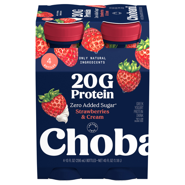 Chobani Zero Added Sugar Lactose Free Greek Strawberries &amp; Cream Yogurt Protein Drink  DestGlow
