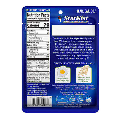 StarKist 25% Less Sodium Light Tuna in Water Pouch