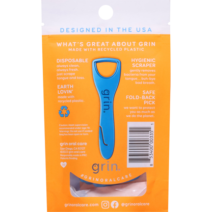 Grin Oral Care FLOSSPYX Tongue Cleaner, Disposable