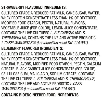 Dannon Light + Fit Probiotic Dailies Dairy Drink, Variety Pack, Blueberry &amp; Strawberry, 3.1 oz., 8 Pack
