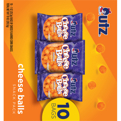 Utz Cheese Balls, Cheddar, Snack Pack