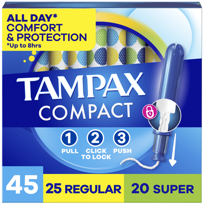 TAMPAX Compact Pearl Tampons Multipack, with LeakGuard Braid &amp; Extendable Applicator