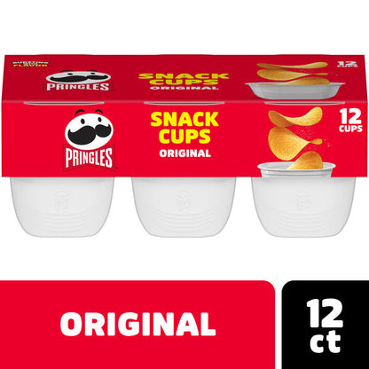 Pringles Snack Cups Original Potato Crisps Chips, Lunch Snacks, Snack Cups, 12 Count