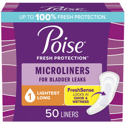 Poise Microliners, Incontinence Liners, 1 Drop Lightest Absorbency, Long