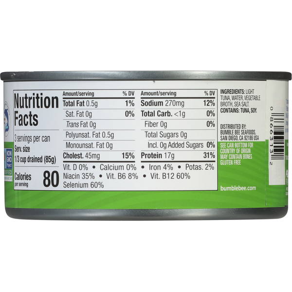 Bumble Bee Chunk Light in Water Tuna  DestGlow