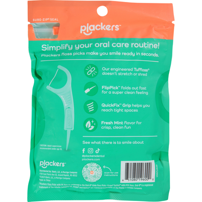 Plackers Micro Mint Floss Picks, Fresh Mint