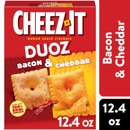 Cheez-It DUOZ Bacon and Cheddar Baked Snack Crackers, Lunch Snacks, 12.4 oz