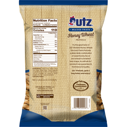 Utz Pretzels, Honey Wheat Flavored, Braided Twists