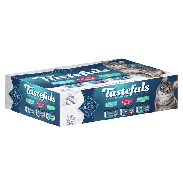 Blue Buffalo Tastefuls Flaked Wet Cat Food, Tuna, Chicken and Fish &amp; Shrimp Variety Pack  DestGlow