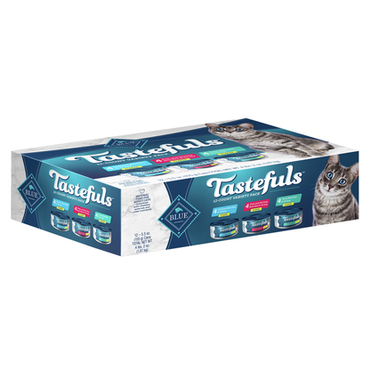 Blue Buffalo Tastefuls Flaked Wet Cat Food, Tuna, Chicken and Fish &amp; Shrimp Variety Pack  DestGlow