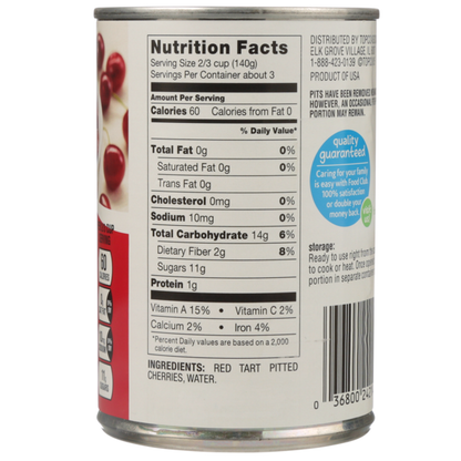 Food Club Red Tart Whole Pitted Cherries In Water